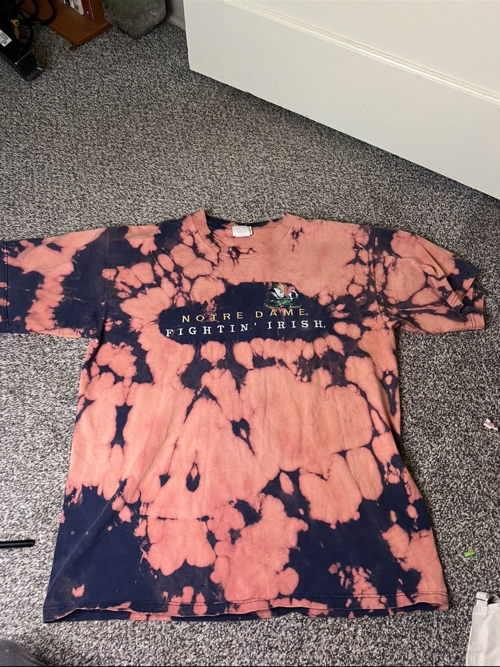 Notre Dame Fightin' Irish Tie-Dye Tee - Navy & Coral